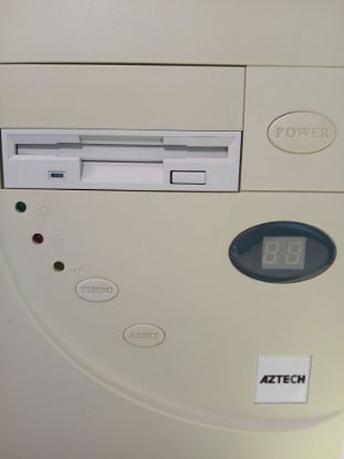 Picture of WHITE AZTECH PC RETRO STICKER BADGE HAND FINISHED MATTE