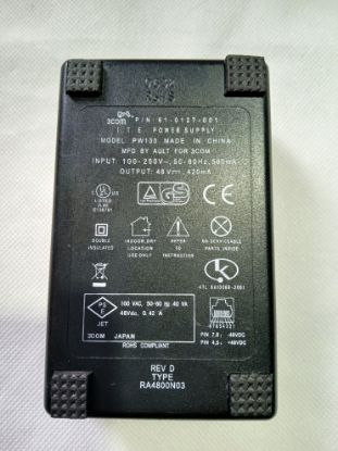 Picture of 3COM PW130 POE POWER SUPPLY INJECTOR RA4800N03 Rev D 48V 420mA ETHERNET ADAPTER