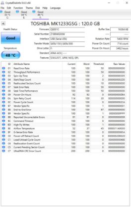 Picture of micro SATA 16PIN 120GB 1.8" TOSHIBA MK1233GSG 1.8 INCH HARD DRIVE HDD