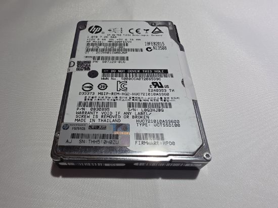 Picture of SAS 1TB 2.5" 7.2k RPM 6Gbps HP HGST MM1000FECVH 2.5 INCH HARD DRIVE HDD